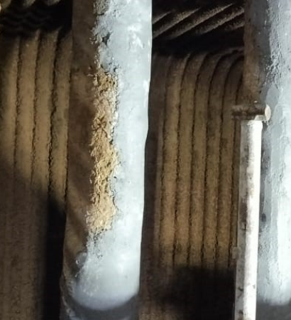 wte boiler header connection coil refractory lining inlet side